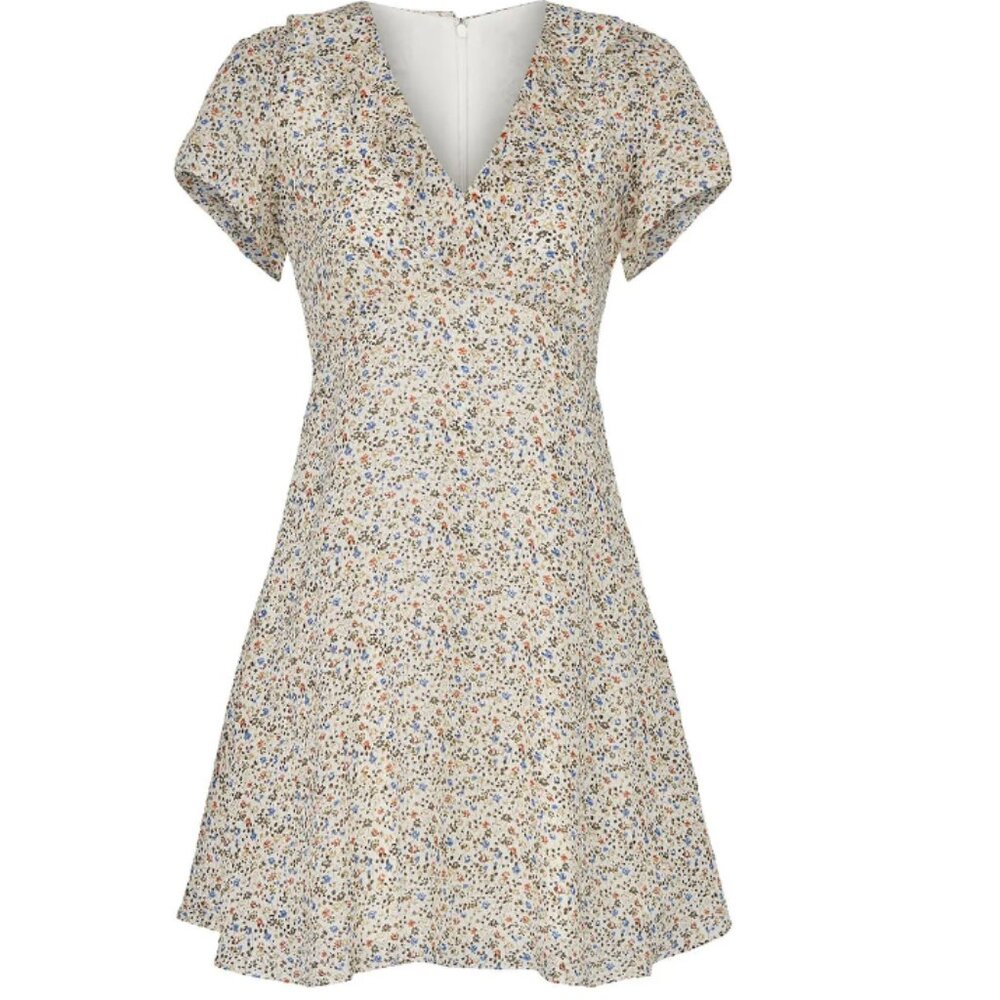 Madewell Silk Ruffle V-Neck Mini Dress sz 8